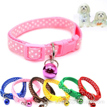 Fashion Lindo Dot Print Bell Collar de mascota ajustable